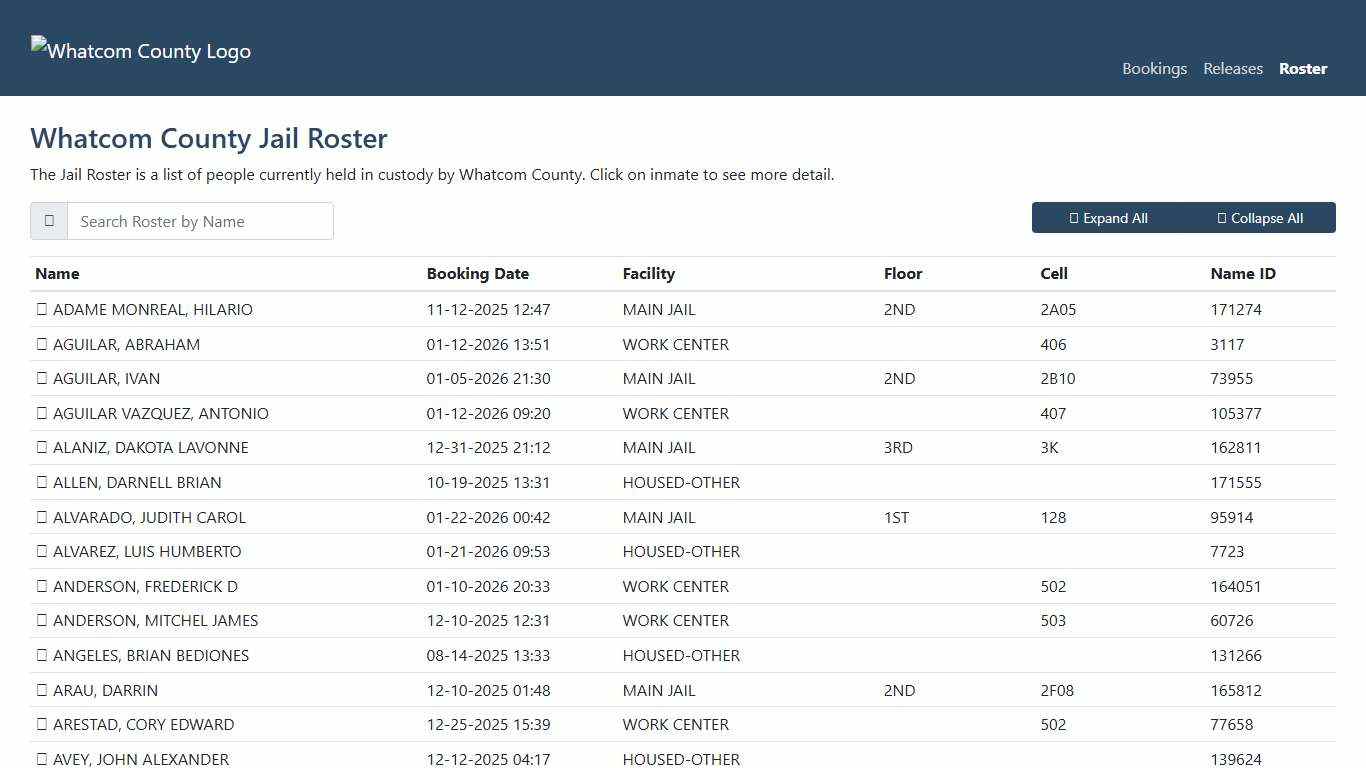 Whatcom County Sheriff's Office | Jail Roster
