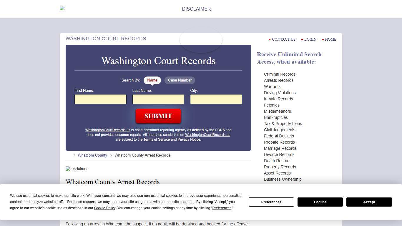 Whatcom County Arrest Records | WashingtonCourtRecords.us
